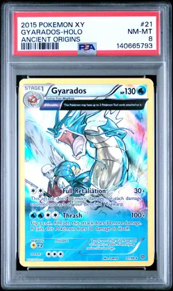 2015 POKEMON XY ANCIENT ORIGINS #21 GYARADOS-HOLO PSA 8 - Image 1