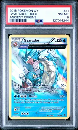 2015 POKEMON XY ANCIENT ORIGINS #21 GYARADOS-HOLO PSA 8 - Image 1