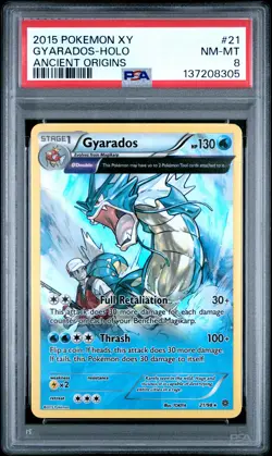 2015 POKEMON XY ANCIENT ORIGINS #21 GYARADOS-HOLO PSA 8 - Image 1
