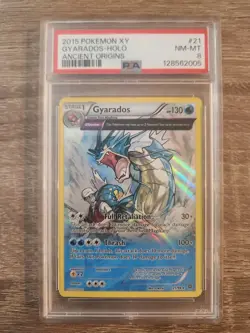 2015 POKEMON XY ANCIENT ORIGINS #21 GYARADOS-HOLO ANCIENT ORIGINS PSA 8 - Image 1
