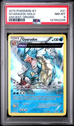 2015 POKEMON XY ANCIENT ORIGINS #21 GYARADOS-HOLO PSA 8 - Image 1