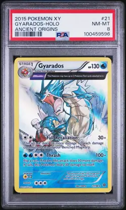 2015 POKEMON XY ANCIENT ORIGINS #21 GYARADOS-HOLO ANCIENT ORIGINS PSA 8 - Image 1