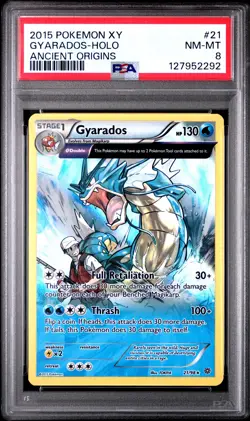 2015 POKEMON XY ANCIENT ORIGINS #21 GYARADOS-HOLO PSA 8 - Image 1