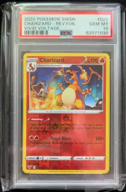 2020 SWSH Vivid Voltage Charizard Reverse Holo PSA 10 Gem Mint Pokemon 025/185 - Image 1