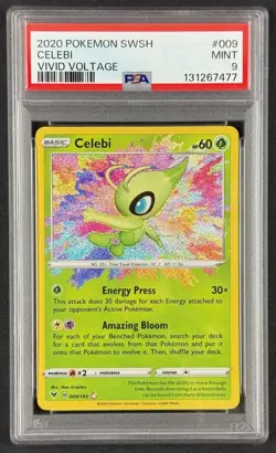 Celebi 009/185 Amazing Rare PSA 9 Mint SWSH Vivid Voltage 2020 Pokemon TCG - Image 1