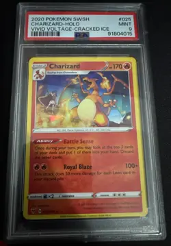 Charizard Holo Vivid Voltage-Cracked Ice Pokemon SWSH 025/185 PSA 9 MINT - Image 1