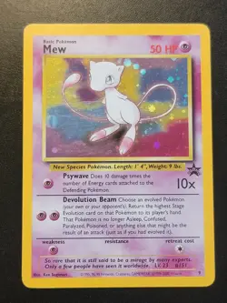Pokemon Mew #9 HOLO Black Star Promo Card VINTAGE WOTC LP - Image 1