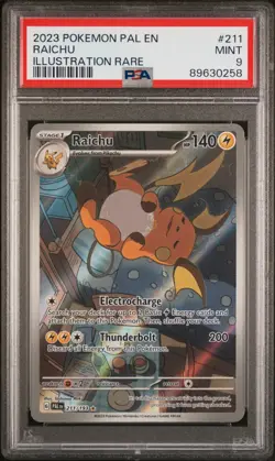 PSA 9 2023 RAICHU ILLUSTRATION RARE PALDEA EVOLVED HOLO #211/193 POKEMON - Image 1