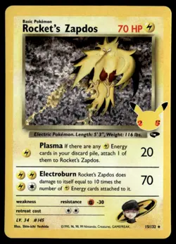 Rocket's Zapdos Celebrations: Classic Collection 15/132 NM Pokemon TCG - Image 1