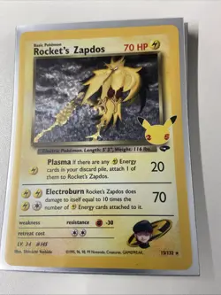 Pokemon TCG Rocket's Zapdos Holo Rare Card 15/132 Celebrations - Near Mint - Image 1