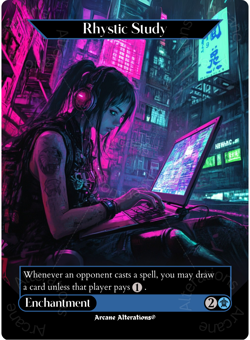 Rhystic Study - Full Art Altered Art Custom Proxy Cards - Image 1