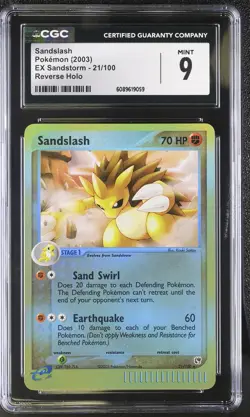 CGC 9 MINT Sandslash 2003 EX Sandstorm 21/100 Reverse Holo Pokemon Card - Image 1