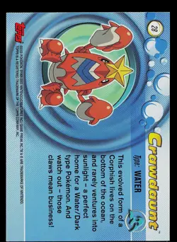 Pokemon Card - Crawdaunt Topps Pokemon Advanced 28 Foil - Image 2