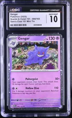 Gengar (Cosmos Holo) 094/165 Miscellaneous Cards & Products Holo - CGC 10 GM - Image 1