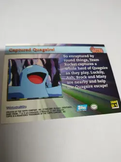 MINT TOPPS POKEMON JOHTO CAPTURED QUAGSIRE! SCREEN SNAP #21 CARD BLUE LOGO - Image 2
