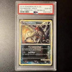 PSA 10 GEM MINT Houndoom 5/90 (HGSS Undaunted) Crosshatch Holo Pokemon Card - Image 1