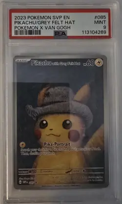 POKEMON TCG PIKACHU X VAN GOGH /GREY FELT HAT 2023 SVP EN PSA 9 CARD. - Image 1