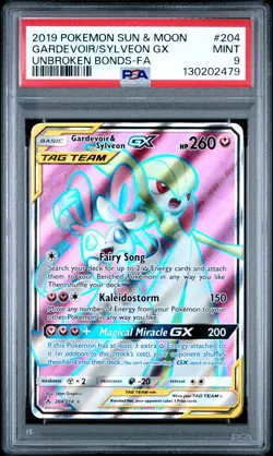 2019 POKEMON SUN & MOON UNBROKEN BONDS FULL ART/GARDEVOIR & SYLVEON GX PSA 9 - Image 1