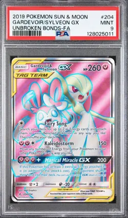 2019 POKEMON SUN & MOON UNBROKEN BONDS FULL ART/GARDEVOIR & SYLVEON GX PSA 9 - Image 1