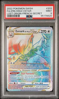 Carte Pokemon Zoroark de Hisui VSTAR 203/196 PSA 9 Origine Perdue Fr - Image 2
