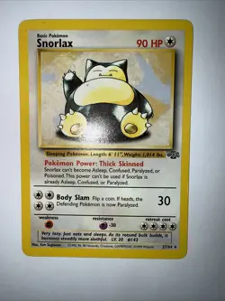 Pokemon TCG #143 Snorlax Rare Unlimited Base Set 2 30/130 Non Holo - Image 1