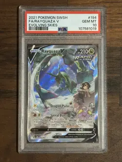 2021 Pokemon SWSH Evolving Skies #194 Full Art Rayquaza V PSA 10 GEM MINT - Image 1
