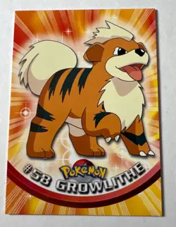 Pokemon Topps TV Animation Edition 1999 RED Logo #58 Growlithe NON HOLO NM-MT - Image 1