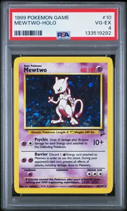 1999 POKEMON BASE SET UNLIMITED #10 MEWTWO-HOLO PSA 4 - Image 1