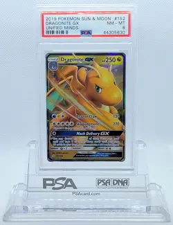 POKEMON UNIFIED MINDS DRAGONITE GX #152 HOLO PSA 8 NM-MT #44305630 - Image 2