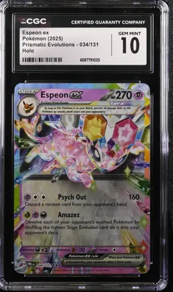 2025 Prismatic Evolutions Pokemon Espeon ex CGC 10 034/131 - Image 1