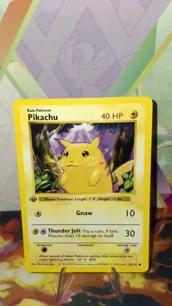 Pokemon TCG 1st Edition Shadowless Yellow Cheeks Pikachu 58/102 Nm/M - Image 1