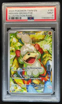 2024 Pokemon SV Twilight Masquerade TWM EN Hisuian Growlithe #181/167 PSA 9 - Image 1