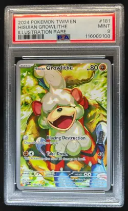 2024 Pokemon SV Twilight Masquerade TWM EN Hisuian Growlithe #181/167 PSA 9 - Image 1