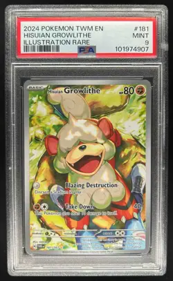 2024 Pokemon SV Twilight Masquerade - TWM EN Hisuian Growlithe #181/167 PSA 9 - Image 1