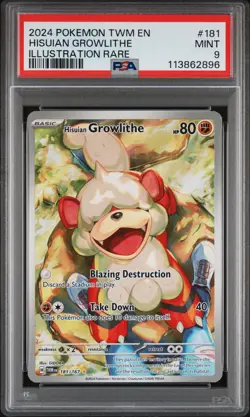 2024 POKEMON TWM EN-TWILIGHT MASQUERADE #181 HISUIAN GROWLITHE PSA 9 - Image 1