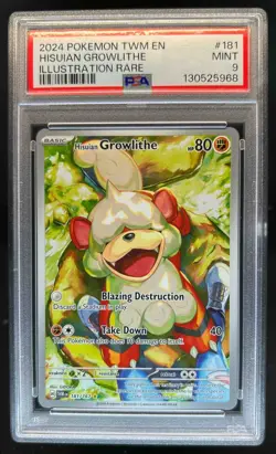 2024 Pokemon SV Twilight Masquerade TWM EN Hisuian Growlithe #181/167 PSA 9 - Image 1
