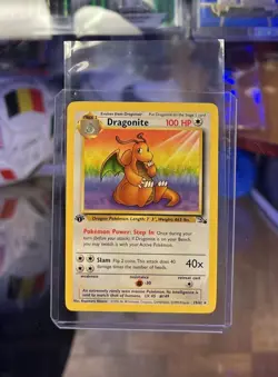 Rare 1999 Pokemon Card Fossil Set 1st Edition Dragonite 19/62 Beautiful mint - Image 1