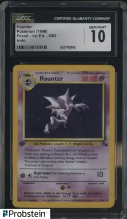 1999 Pokemon Fossil 1st Edition #6/62 Haunter CGC 10 GEM MINT - Image 1