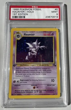 1999 POKEMON FOSSIL 1ST ED #6 HAUNTER-HOLO PSA 9 - Image 1