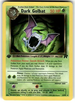 Pokemon TCG Team Rocket (1st Edition) #24/82 Dark Golbat LP+ - Image 1
