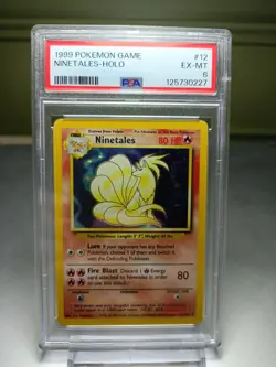 1999 Pokemon Game Base Set NINETALES Holo #12 EX-MT PSA 6 - Image 1