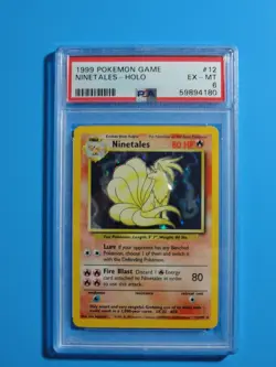 1999 Pokemon Game Base Set #12 Ninetales Holo Rare PSA 6 EX-MT - Image 1