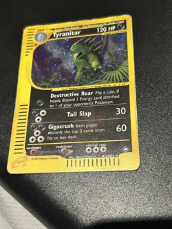 Pokemon Tyranitar Reverse Holo Rare Card H28/H32 Aquapolis Unlimited MP - Image 5