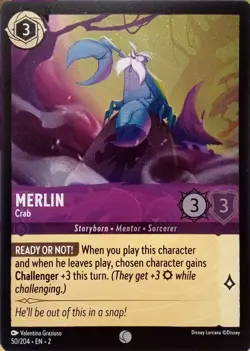 50/204 MERLIN CRAB RISE OF FLOODBORN FOIL COMMON DISNEY LORCANA CARD - Image 1