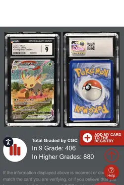Pokemon TCG Leafeon VMAX 205/203 Evolving Skies Secret Rare Alt Art CGC Mint 9 - Image 3