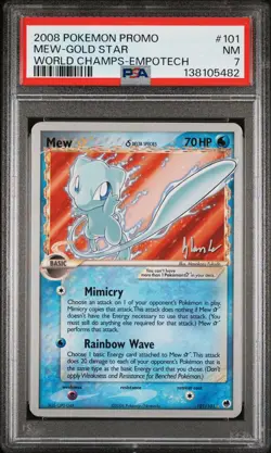 2008 POKEMON WORLD CHAMPIONSHIPS PROMO EMPOTECH #101 MEW-GOLD STAR PSA 7 - Image 1