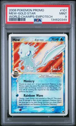 2008 POKEMON WORLD CHAMPIONSHIPS PROMO EMPOTECH #101 MEW-GOLD STAR PSA 9 - Image 1