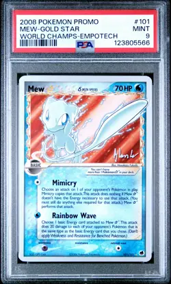 2008 POKEMON WORLD CHAMPIONSHIPS PROMO EMPOTECH #101 MEW-GOLD STAR PSA 9 - Image 1