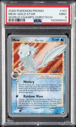 2008 POKEMON WORLD CHAMPIONSHIPS PROMO EMPOTECH #101 MEW-GOLD STAR PSA 9 - Image 1