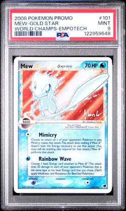 2008 POKEMON WORLD CHAMPIONSHIPS PROMO EMPOTECH #101 MEW-GOLD STAR PSA 9 - Image 1
